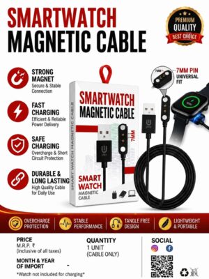 7MM Universal Magnetic Charging Cable for Smartwatch | Fast Charging | Strong Magnet | Safe & Stable | Premium Quality