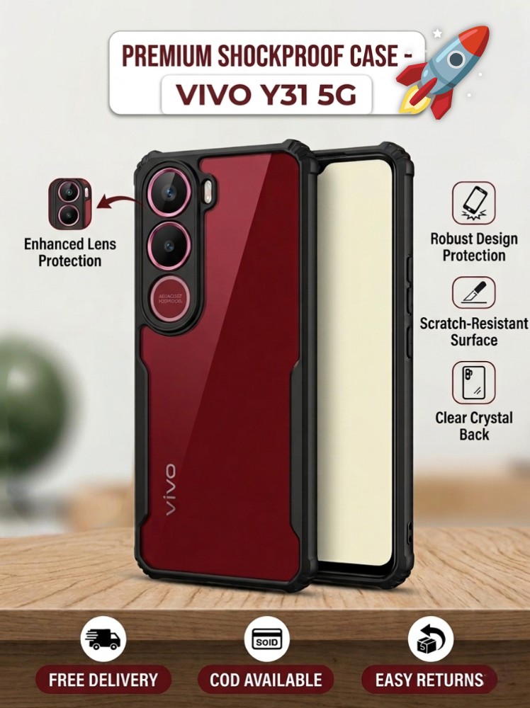 Vivo Y31 5G / Y29 5G Premium Shockproof Back Cover | Glow Ring Camera Protection Case | Transparent Armor Cover