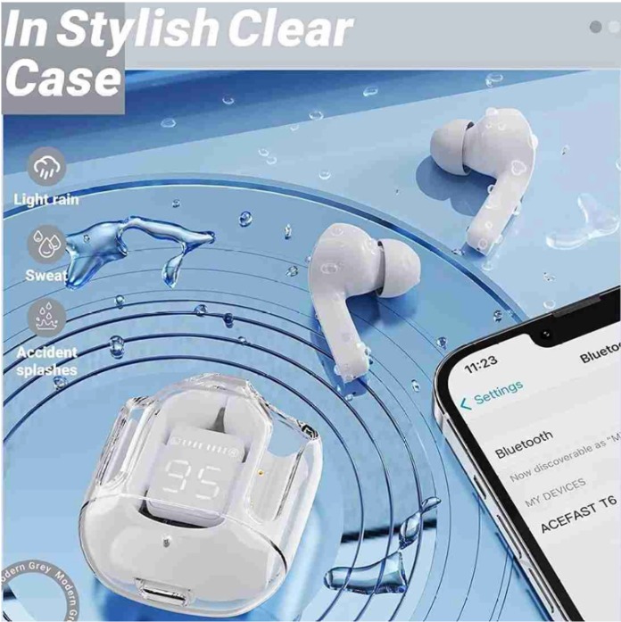 TWS Wireless Bluetooth Earbuds with LED Display | Transparent Case | Bluetooth 5.1 Stereo Earphones - Image 2