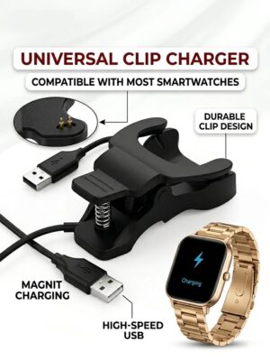 Universal Clip Smartwatch Charger – 3mm Magnetic USB Charging Cable