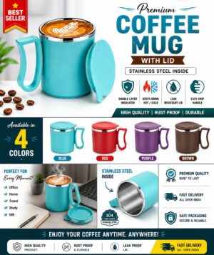 Premium Stainless Steel Coffee Mug with Lid