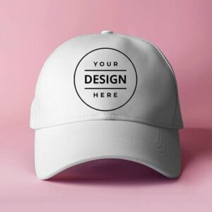 Customizable White Baseball Cap with Curved Brim