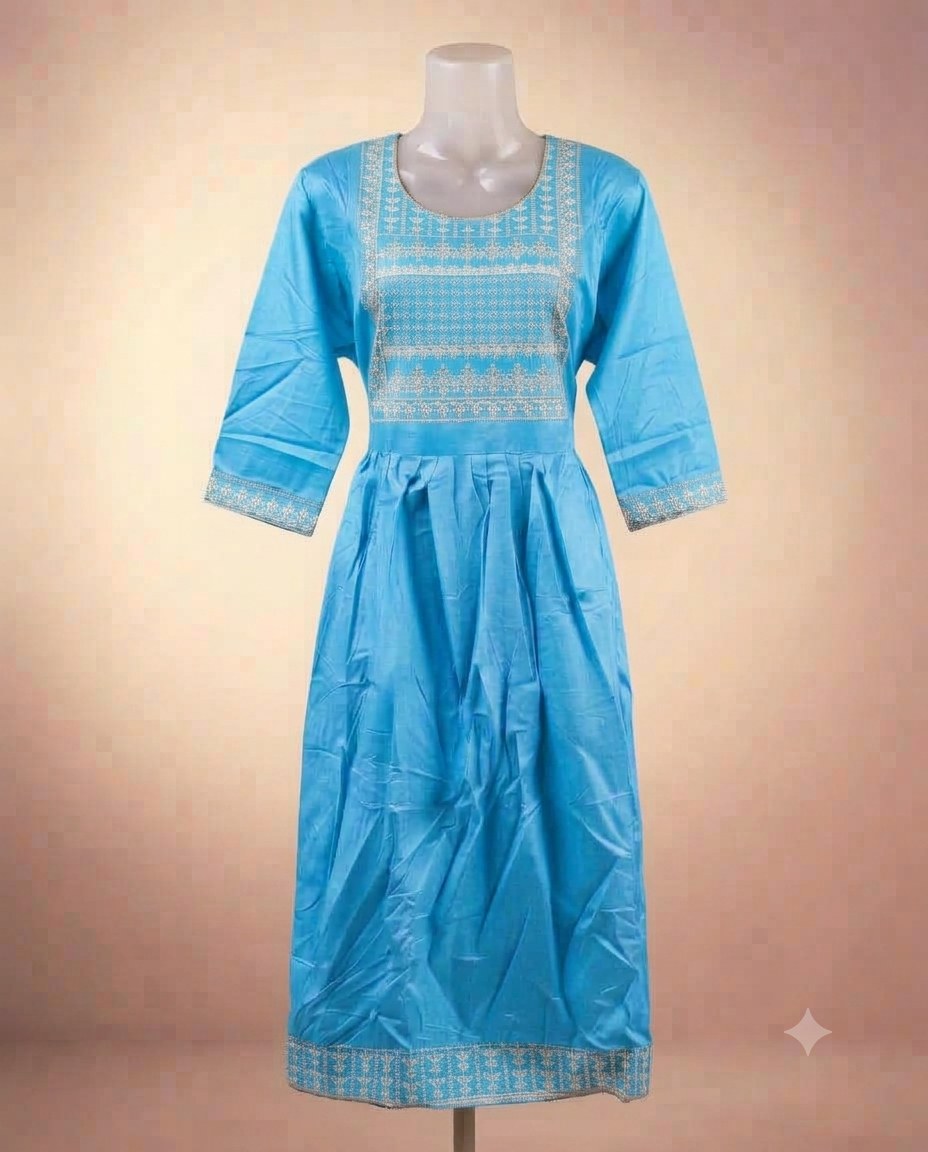 Women's Embroidered Yoke Anarkali Style Rayon Kurta - Image 3