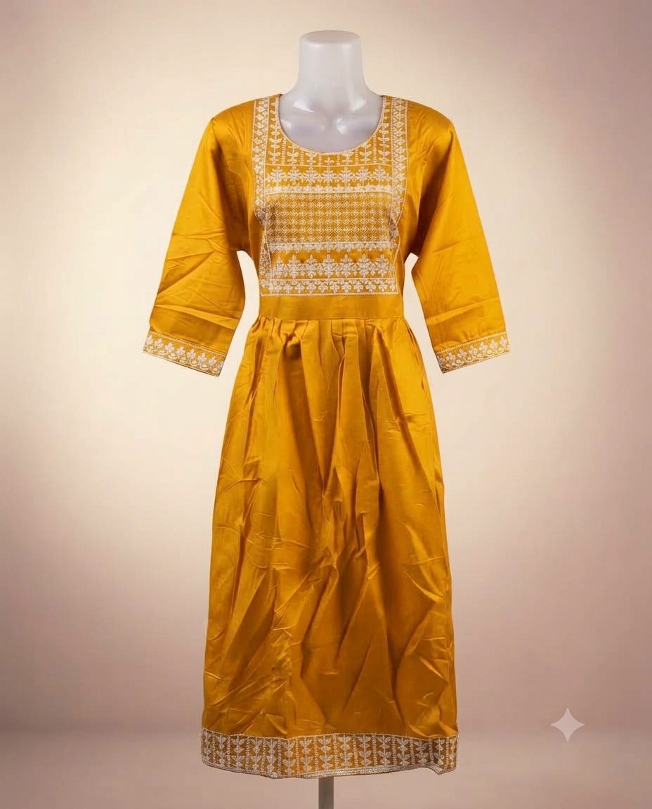 Women's Embroidered Yoke Anarkali Style Rayon Kurta - Image 5