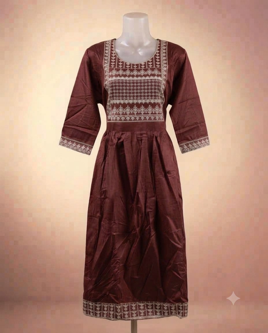 Women's Embroidered Yoke Anarkali Style Rayon Kurta - Image 2