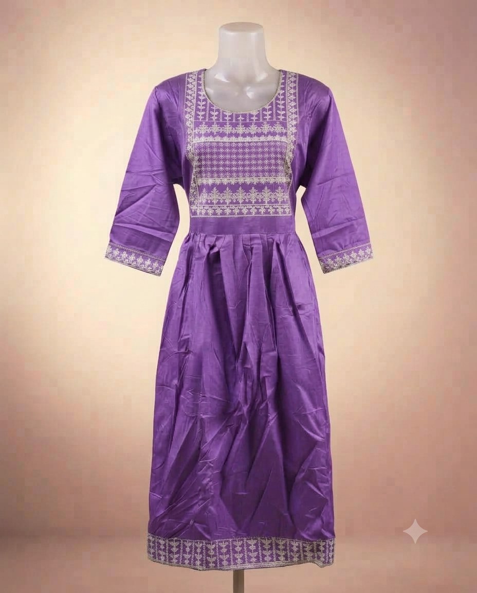 Women's Embroidered Yoke Anarkali Style Rayon Kurta - Image 4